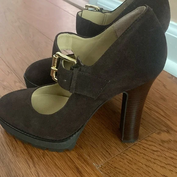 Michael Kors Women's Dark Brown Suede Heels - Picture 3 of 4